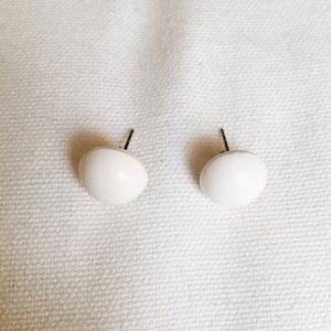 White Round Earrings